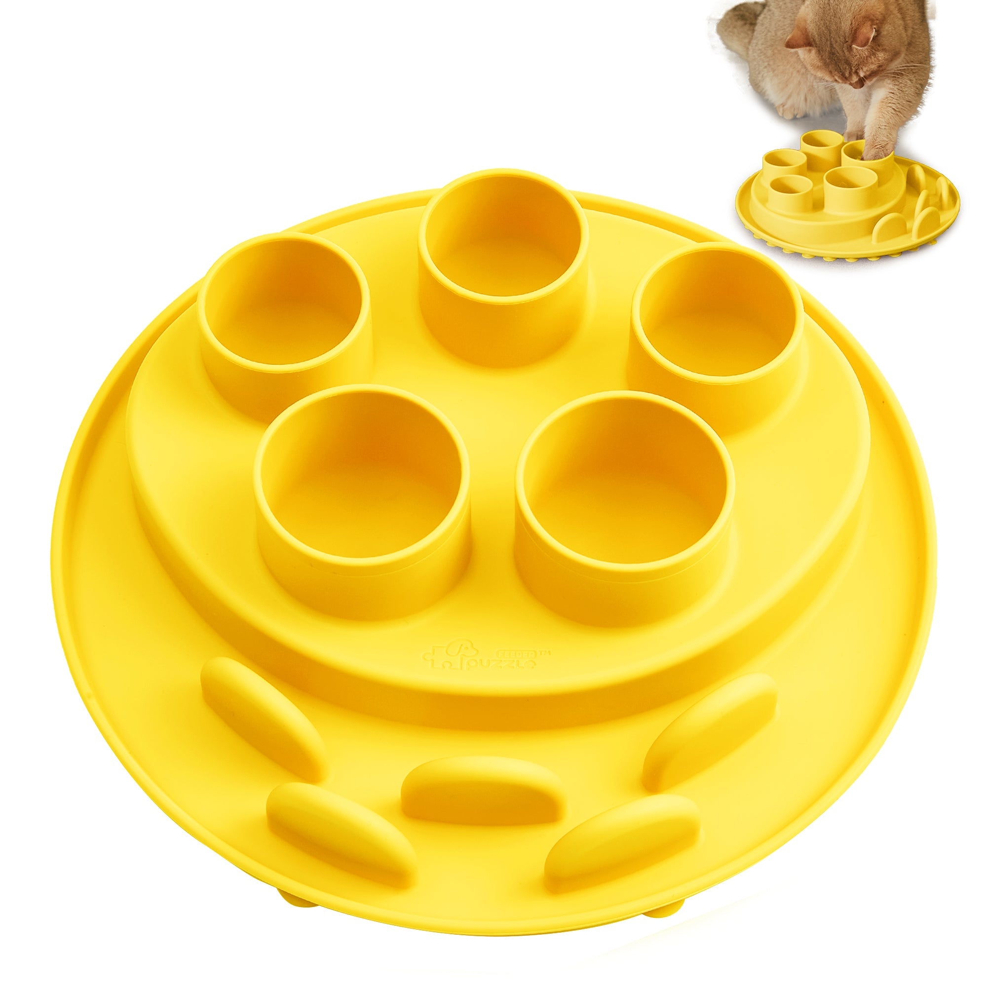 Puzzle Digger Interactive Cat Feeder – Stimulates Hunting Instincts | Wheat Yellow