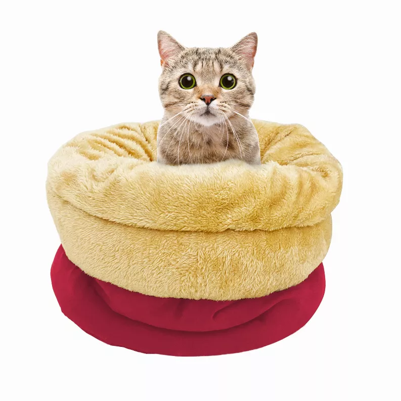 GOOPAWS Cozy 4-in-1 Self-Warming Cat Bed: Multi-Purpose Burrow, Hideaway & Cuddle Cave"