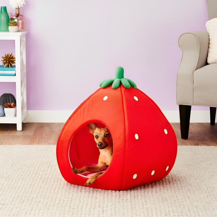 YML Cozy Strawberry-Shaped House for Pets: Perfect Bed for Cats and Small Dogs