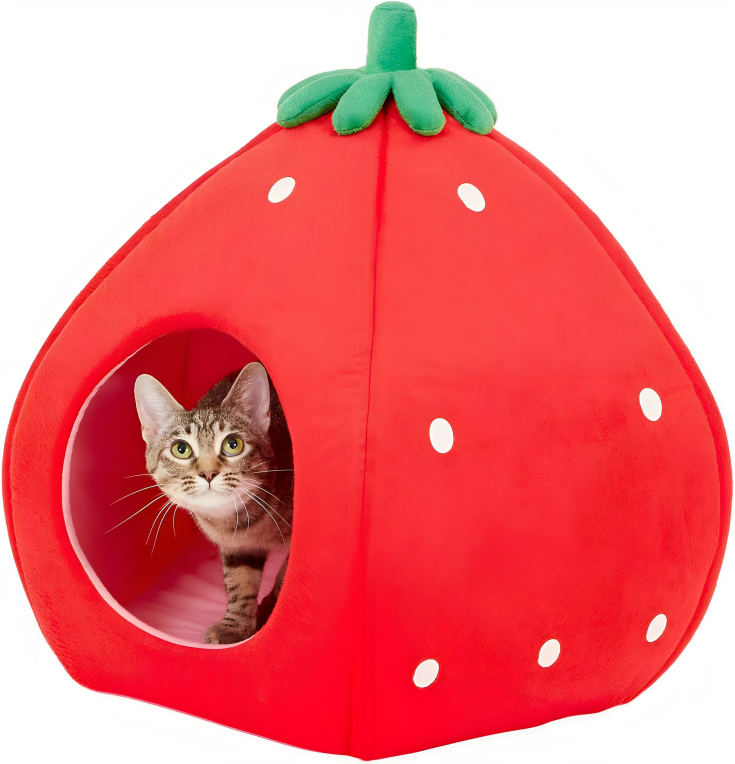 YML Cozy Strawberry-Shaped House for Pets: Perfect Bed for Cats and Small Dogs