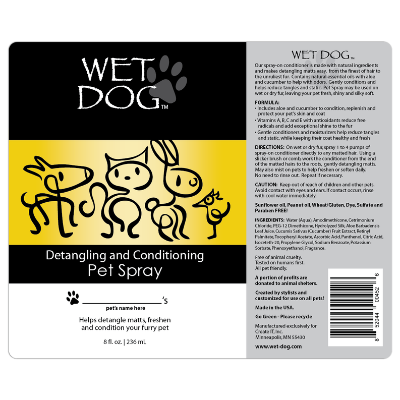 Wet Dog - "Silky Pet Shine:" Detangling and Conditioning