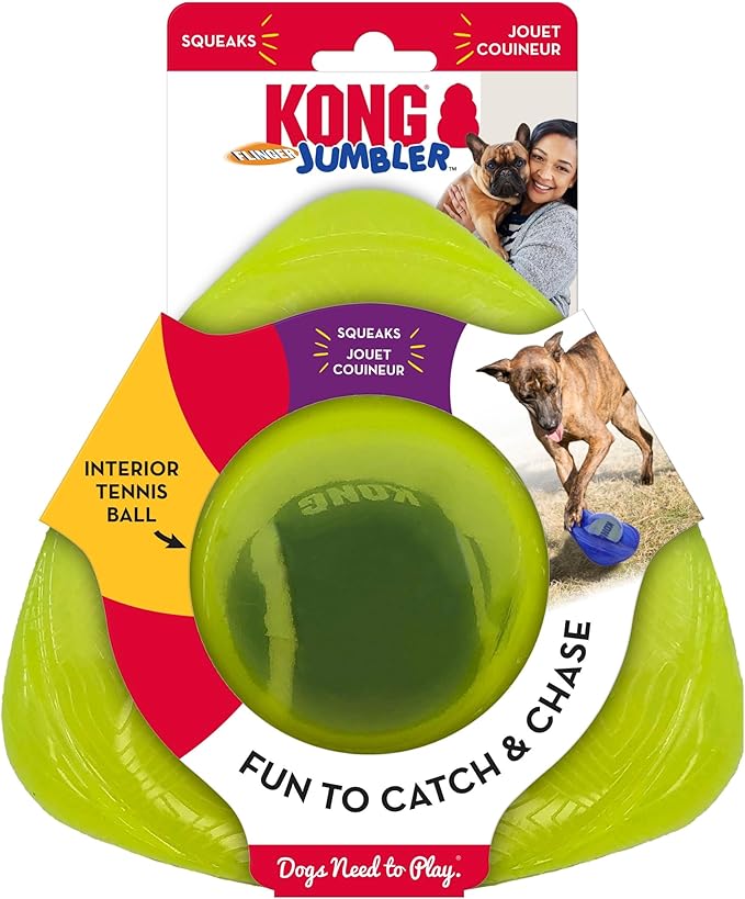 KONG Jumbler Flinger Dog Toy, Medium/Large - Durable Interactive Play