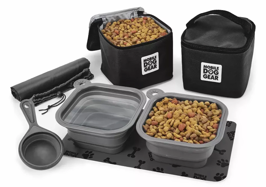 Medium/Large Dog Travel Feeding Kit - Portable Dine Away Bag by Mobile Dog Gear