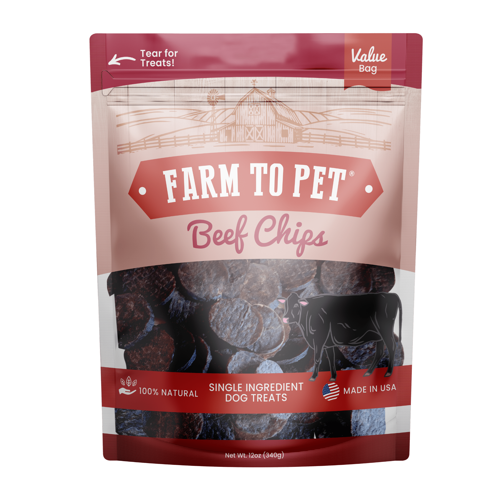 All-Natural Beef Chips for Dogs – High-Protein Dog Treats Made in the USA