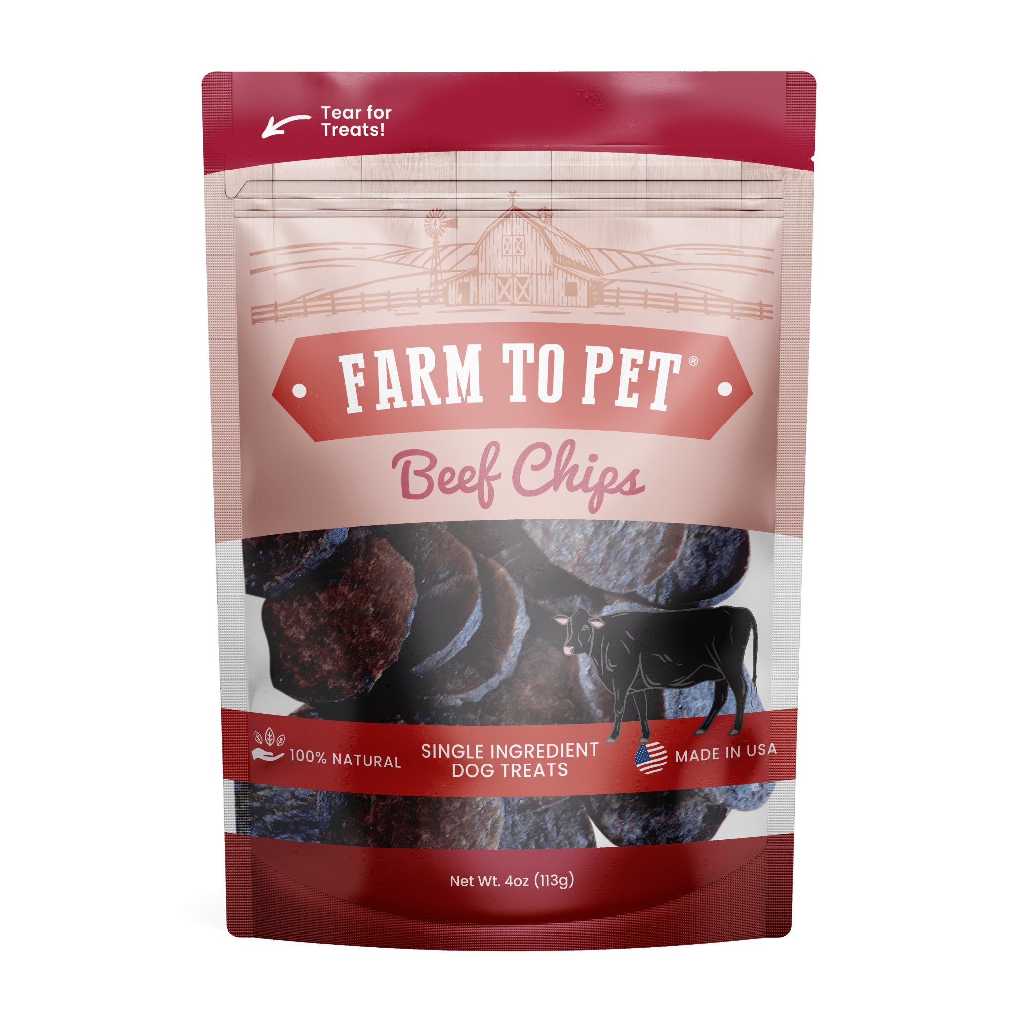 All-Natural Beef Chips for Dogs – High-Protein Dog Treats Made in the USA