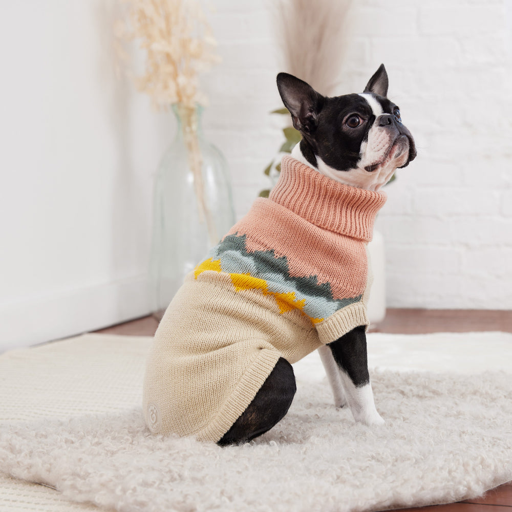 Cozy Fireside Clay Dog Sweater - Warm Knit Turtleneck for Pets