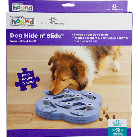 OUTWARD HOUND Dog Hide N' Slide - Purple Treat Puzzle Interactive Toy for Dogs