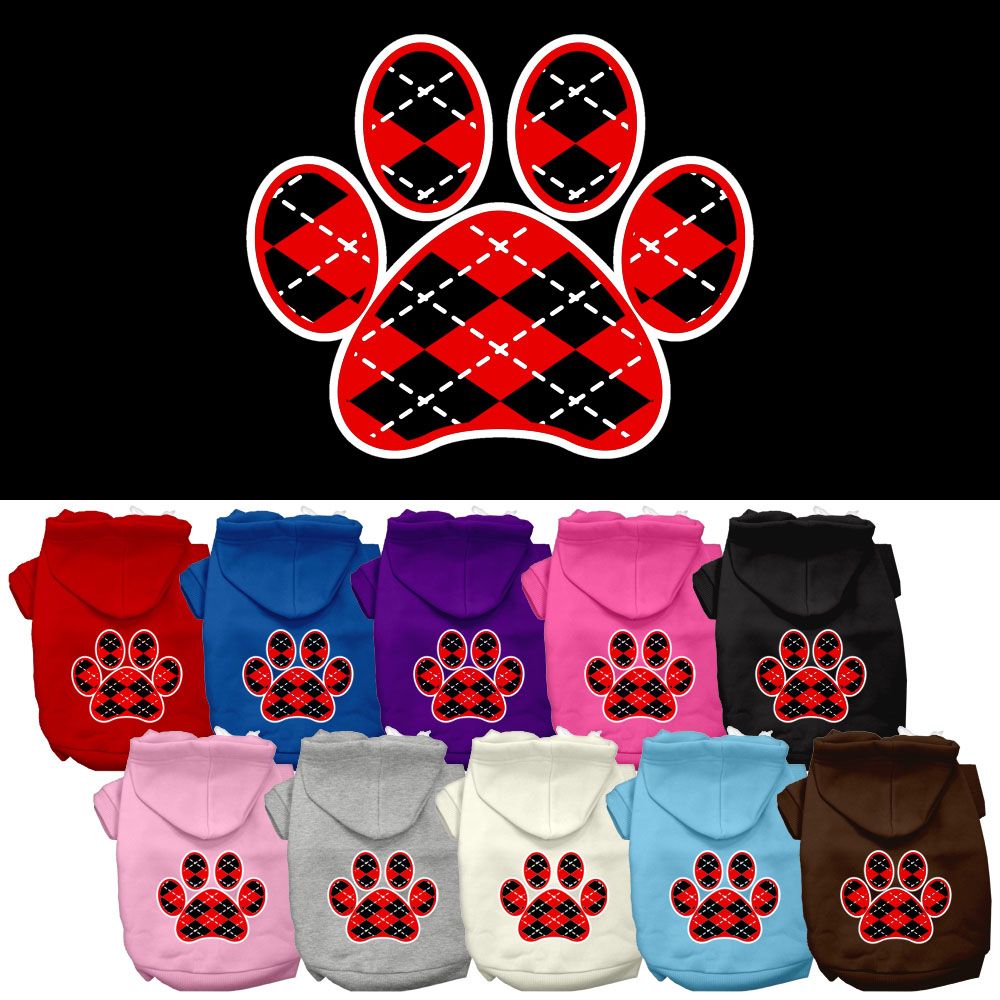 Ultimate Warmth Red Argyle Paw Winter Dog Hoodie - Cozy Canine Fashion Essential