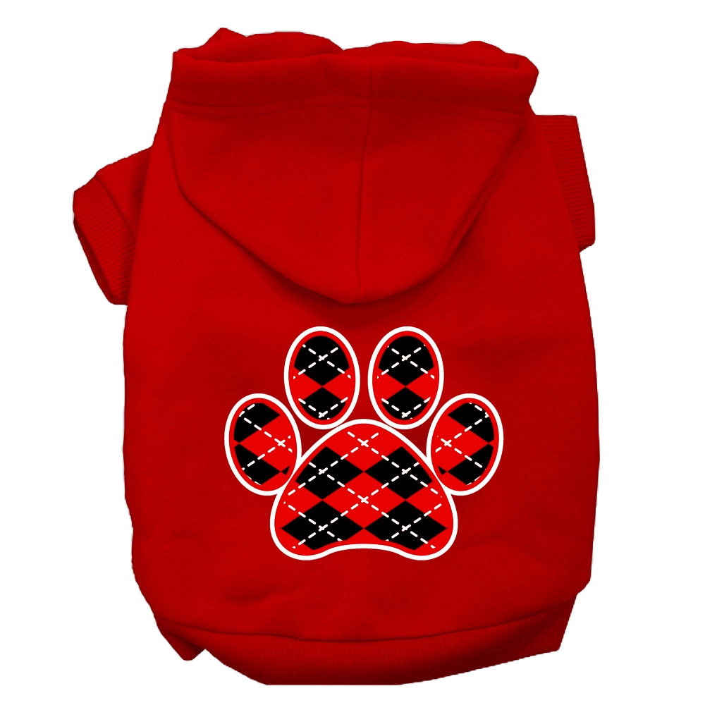 "Red Argyle Paw" Pet Hoodie - SP Dog & Cat Apparel