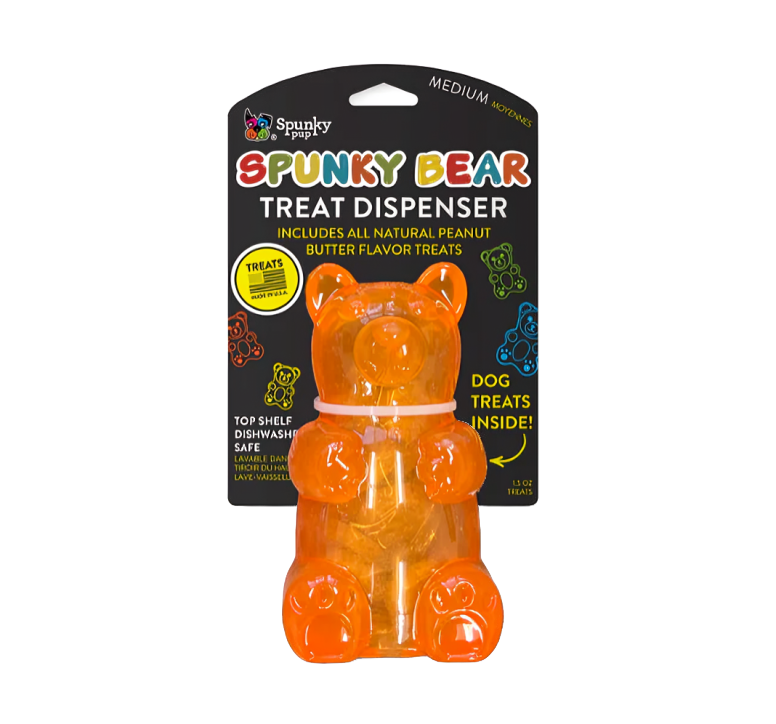 Spunky Pup Spunky Bear Treat Dispenser: Interactive Dog Toy for Endless Fun & Training