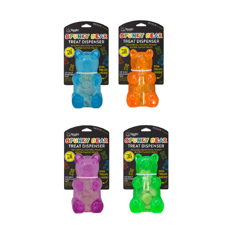 Spunky Pup Spunky Bear Treat Dispenser: Interactive Dog Toy for Endless Fun & Training