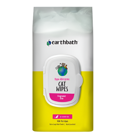 EARTHBATH Hypo-Allergenic Fragrance-Free Cat Wipes - 100 Count | Gentle and Safe Cleaning for Cats