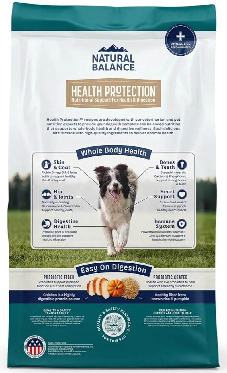 Natural Balance Health Protection Dry Dog Food, Lamb, Brown Rice & Pumpkin, 24 lb Bag