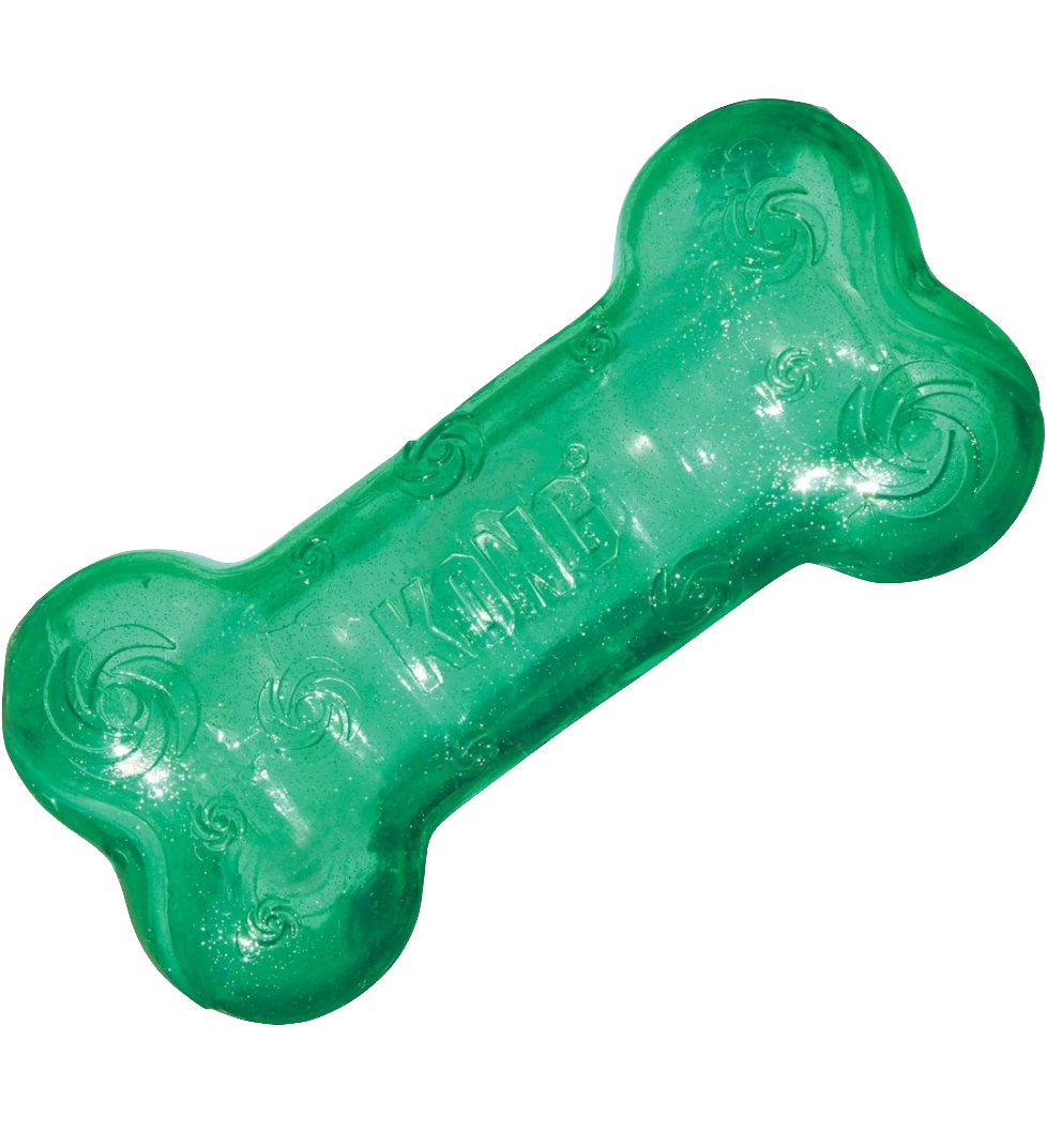 KONG Squeezz Crackle Bone Dog Toy - Durable, Fun & Engaging Play