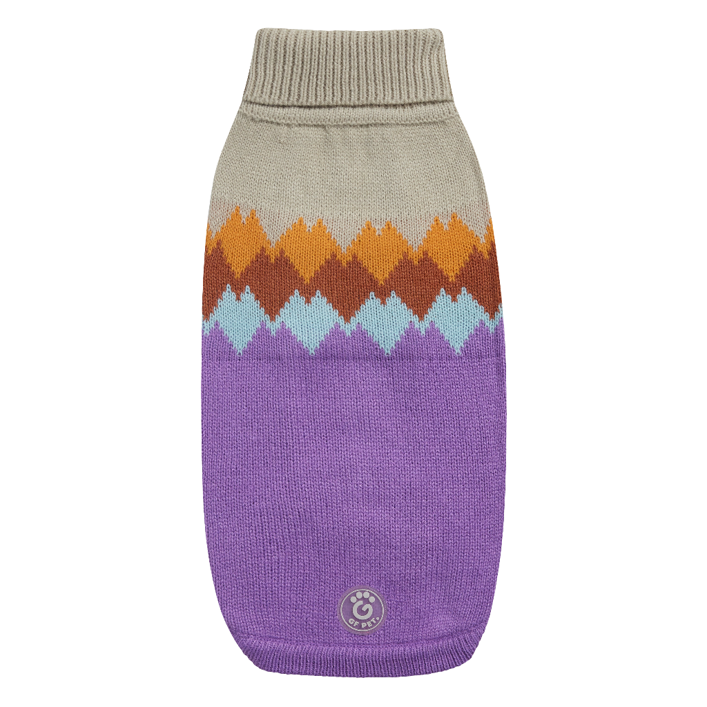 Cozy Fireside Purple Dog Sweater - Warm Knit Turtleneck for Pets