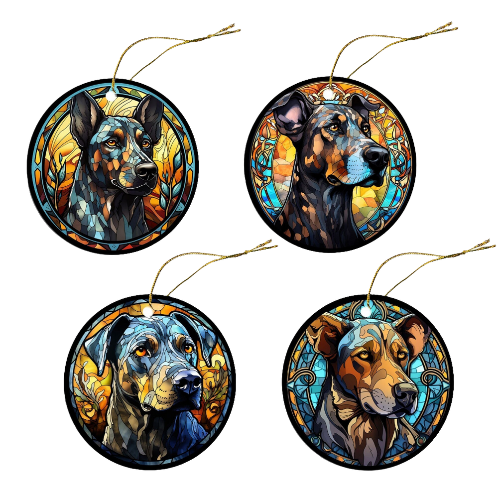 Stained Glass Catahoula Dog Christmas Ornament – Unique Holiday Decoration for Dog Lovers