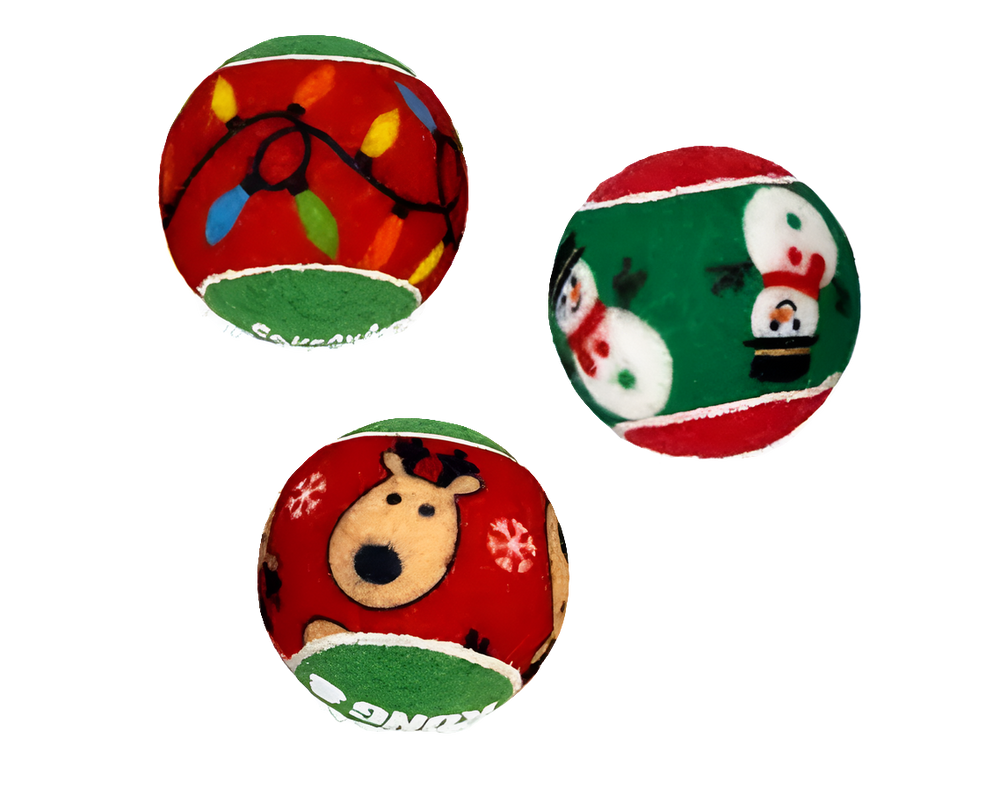 Festive KONG Holiday SqueakAirs Dog Toy Balls, Small - 6 Pack