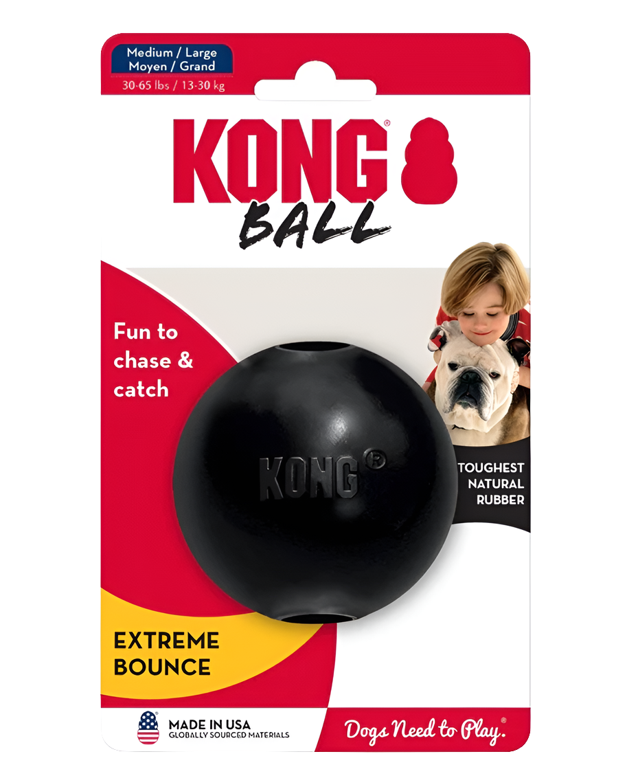 Durable KONG Extreme Ball – Tough Rubber Toy for Medium/Large Dogs (4-inch)