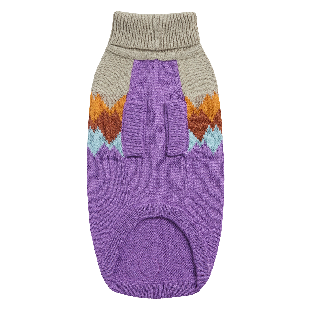 Cozy Fireside Purple Dog Sweater - Warm Knit Turtleneck for Pets