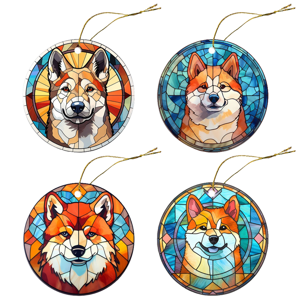 Stained Glass Akita Christmas Ornament – Unique Dog Breed Holiday Decor Gift