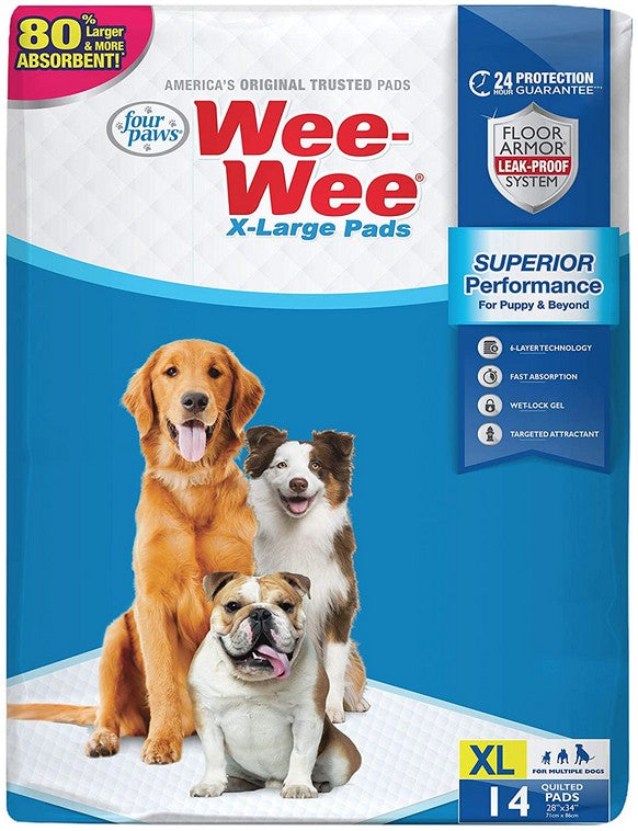 Extra Large Dog Training Pads - Four Paws Wee Wee Pads, High Absorbency