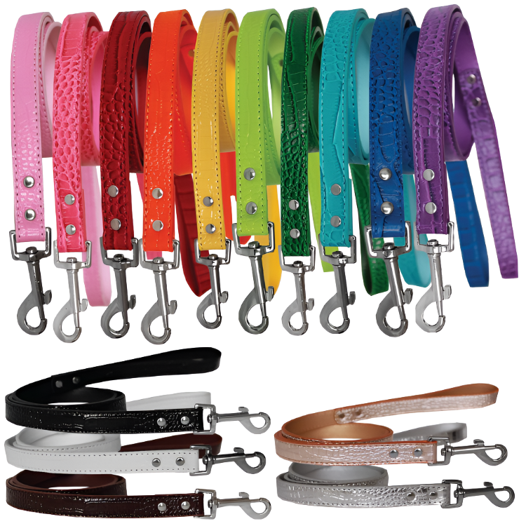 Designer Croc-Style Leash for Dogs & Puppies - Premium Plain Leather Look