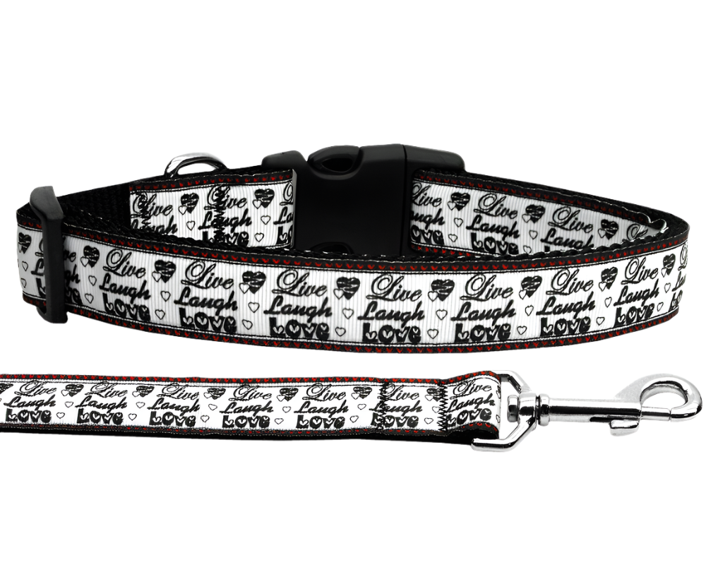 "Live Laugh Love" Pet Nylon Collar & Leash for Dogs & Cats - Durable and Stylish