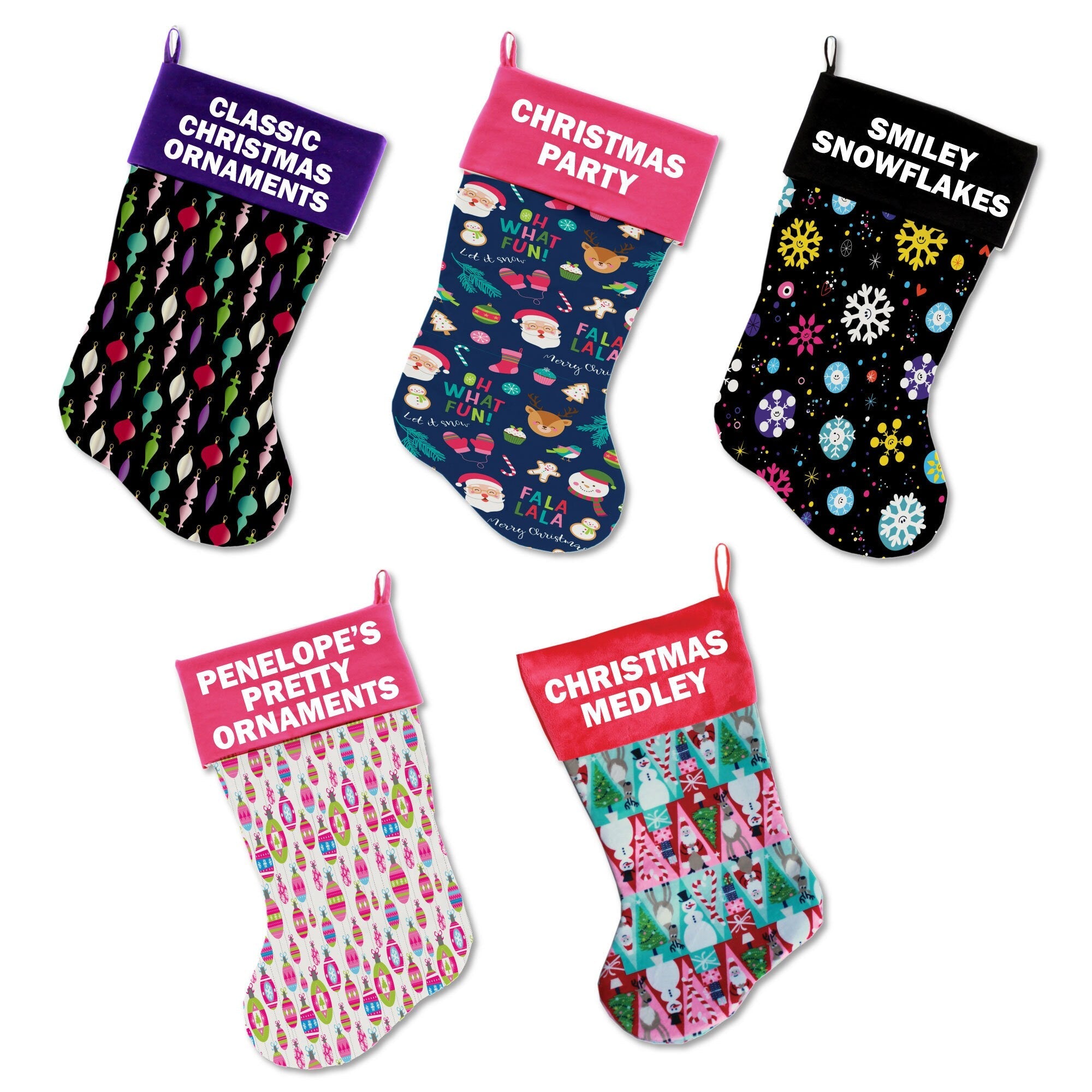 Christmas Velvet Stocking – 'Christmas Party Group' with 5 Festive Pattern Options!"