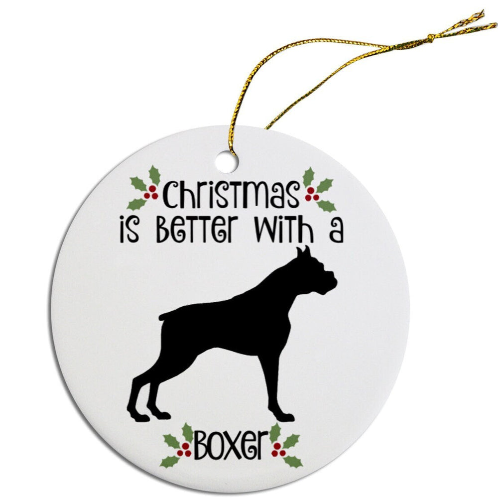 Boxer Dog Breed Christmas Ornament – Round Design for Holiday Decor