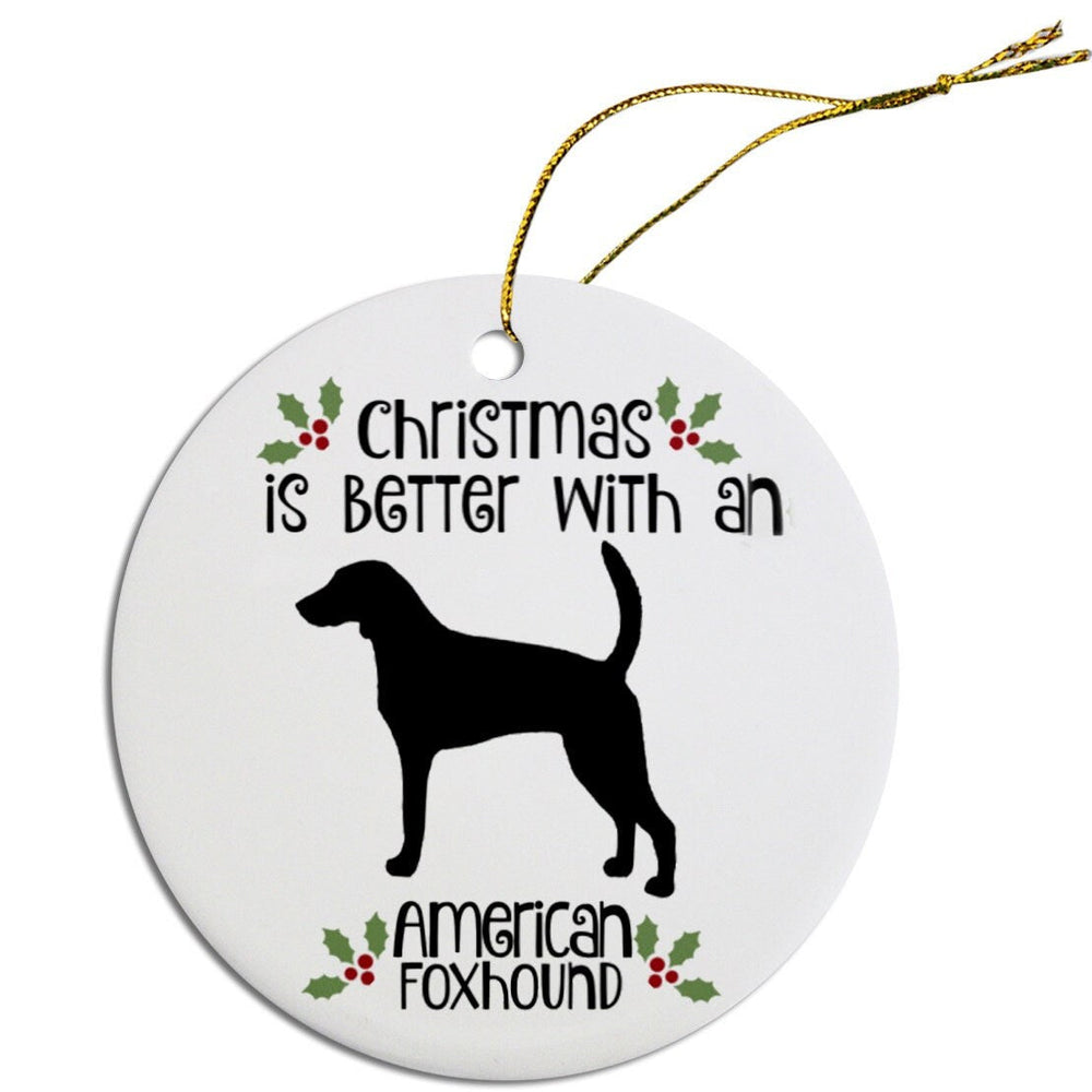 Dog Breed Specific Round Christmas Ornament, "American Foxhound"