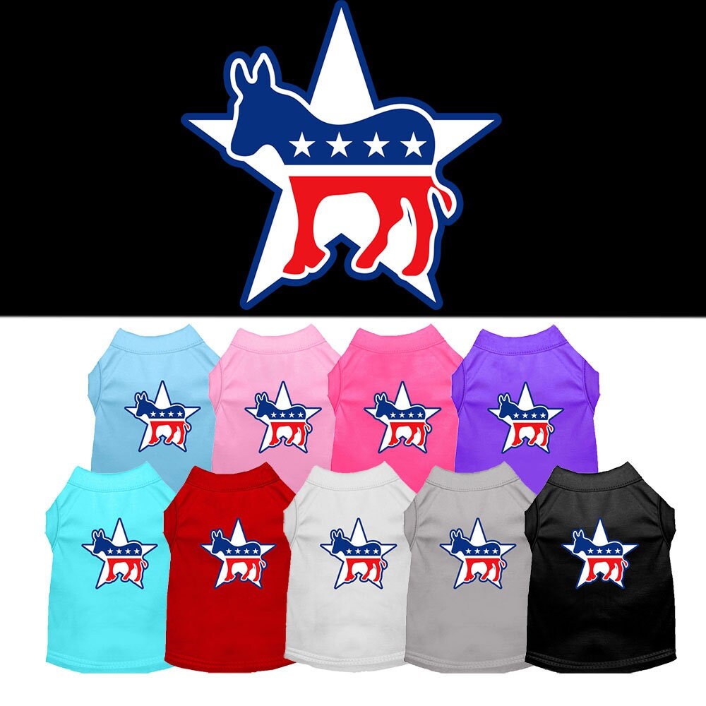 Democrat-Themed Screen Printed Shirt for Pets - Comfortable Cotton Blend for Dogs & Cats