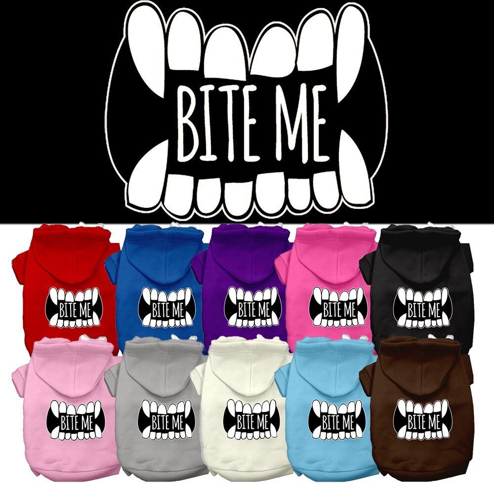 "Bite Me" Hoodie for Pets – Cozy Dog & Cat Hoodie with Screen Print Design