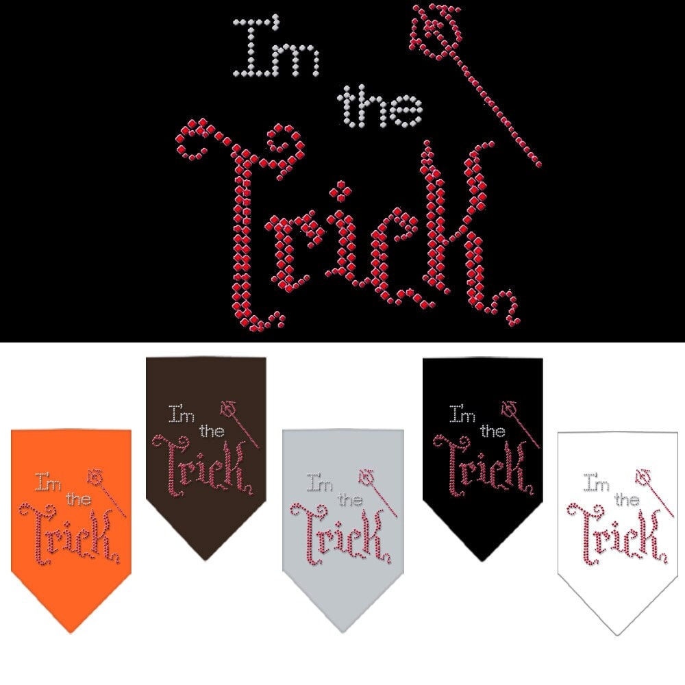 "I'm The Trick" Halloween Rhinestone Dog Bandana | Festive Pet Bandana for Dogs