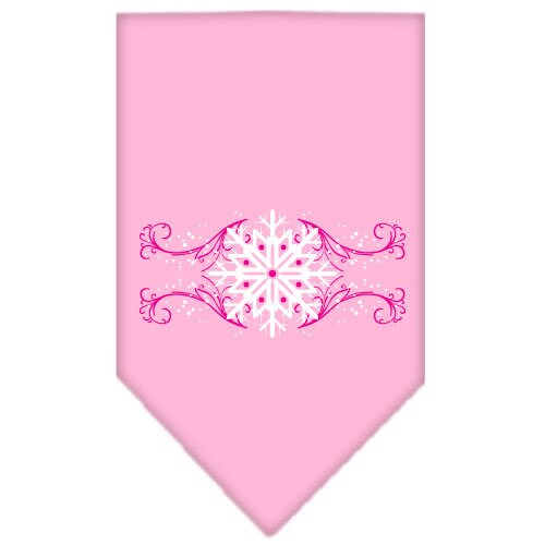 Christmas Pet and Dog Bandana Screen Printed, "Pink Snowflake Swirls"