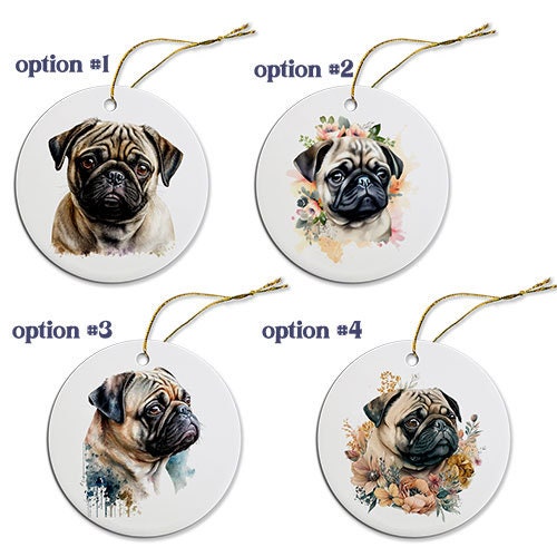 Adorable Pug Christmas Ornament - Dog Breed Holiday Decor