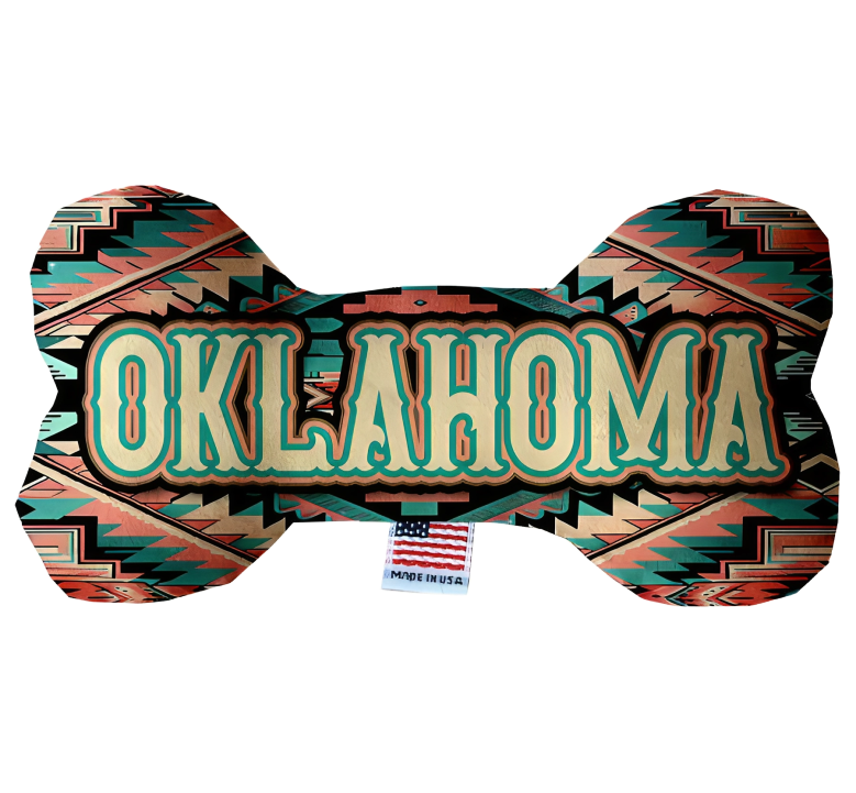 Oklahoma Themed Pet & Dog Plush Bone Toys | Durable & Soft Play Options for Your Pooch