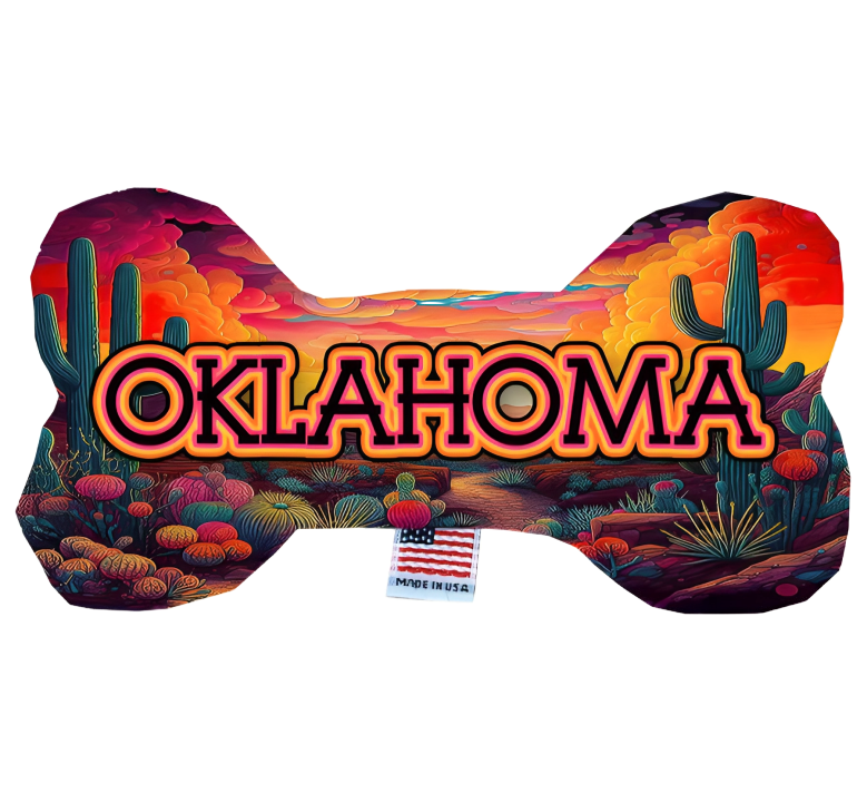 Oklahoma Themed Pet & Dog Plush Bone Toys | Durable & Soft Play Options for Your Pooch