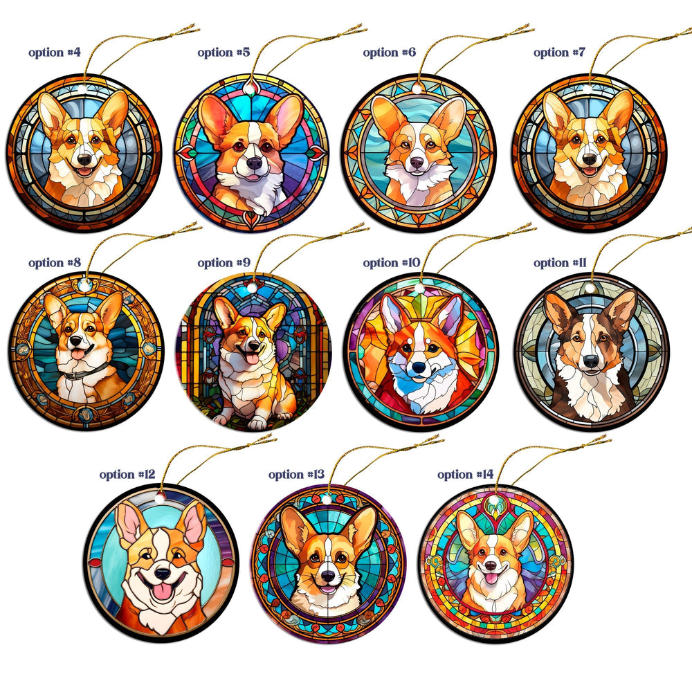 Corgi Stained Glass Style Christmas Ornament - Unique Dog Breed Gift