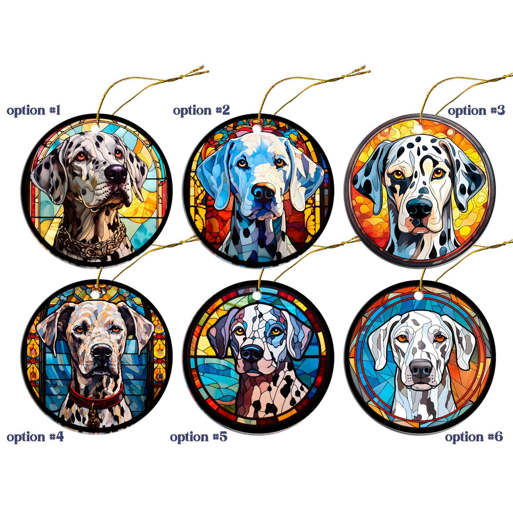 Dalmatian Christmas Ornament - Stained Glass Style Dog Lover Gift