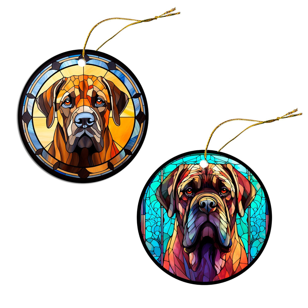 Dog Breed Christmas Ornament Stained Glass Style, "Mastiff"