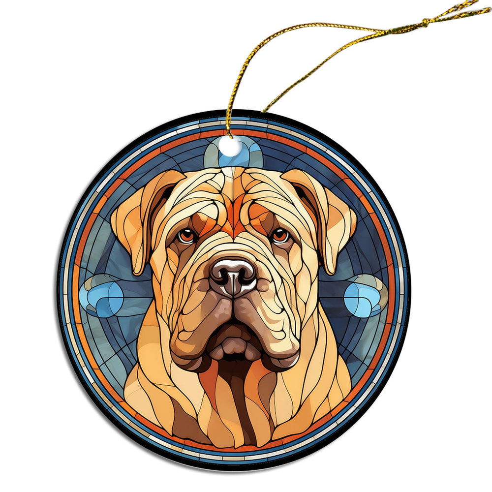 Dog Breed Christmas Ornament Stained Glass Style, "Shar Pei"