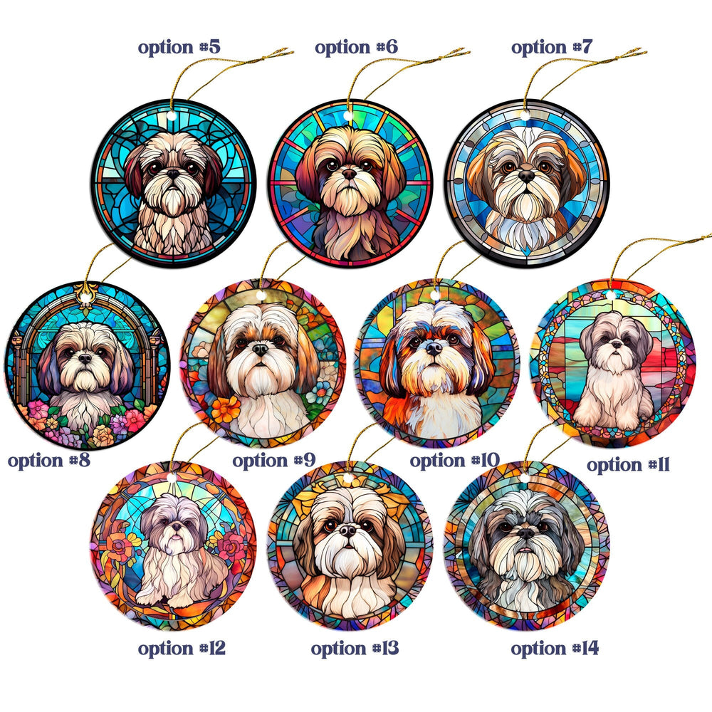 Shih Tzu Christmas Ornaments"Shih Tzu Christmas Ornament 🎄🐾 - Stained Glass Style Decor