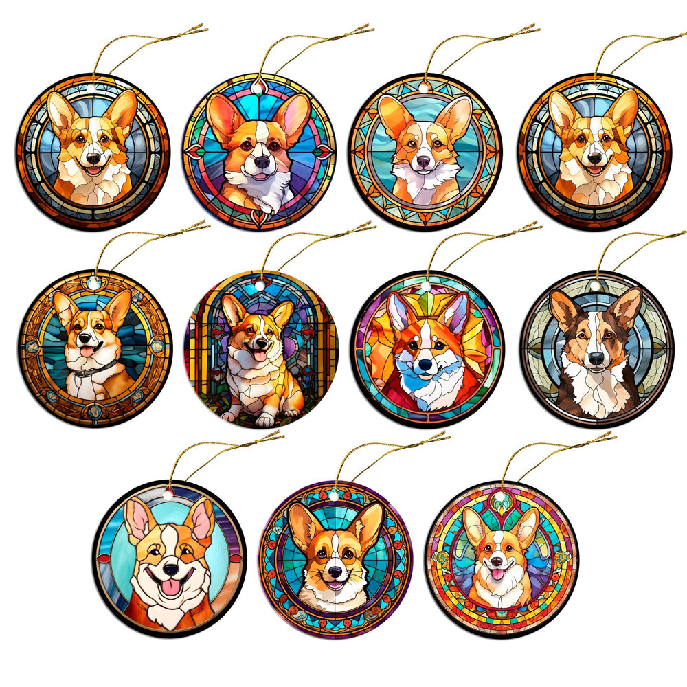 Corgi Stained Glass Style Christmas Ornament - Unique Dog Breed Gift