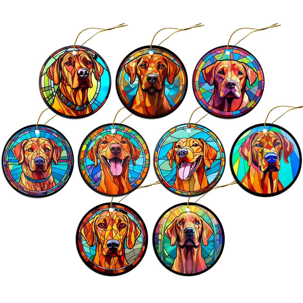 Dog Breed Christmas Ornament Stained Glass Style, "Rhodesian Ridgeback"