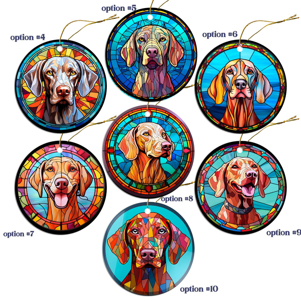 Elegant Weimaraner Christmas Ornament - Stained Glass Dog Breed Decor