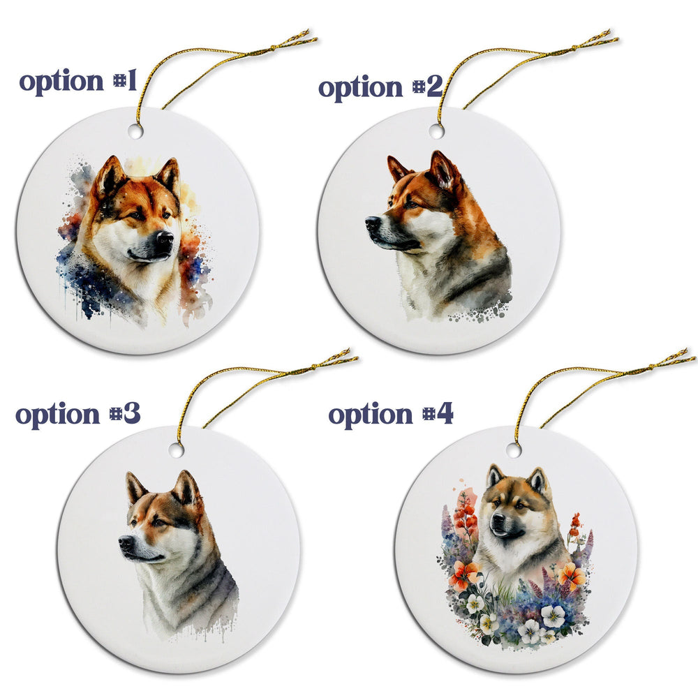 Dog Breed Specific Round Christmas Ornament, "Akita"