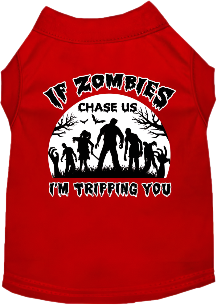 "If Zombies Chase Us, I'm Tripping You" Halloween Dog Shirt | Pet Apparel for Dogs 20-115 lbs