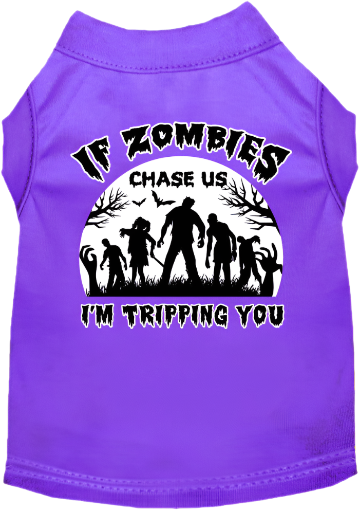 "If Zombies Chase Us, I'm Tripping You" Halloween Dog Shirt | Pet Apparel for Dogs 20-115 lbs