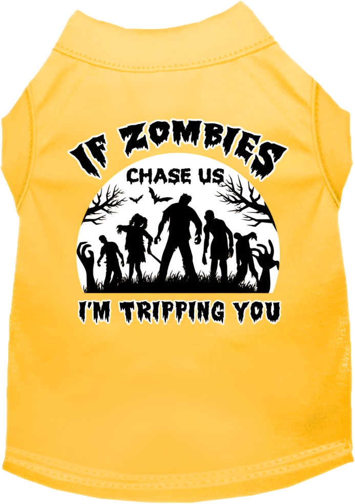 "If Zombies Chase Us, I'm Tripping You" Halloween Dog Shirt | Pet Apparel for Dogs 20-115 lbs