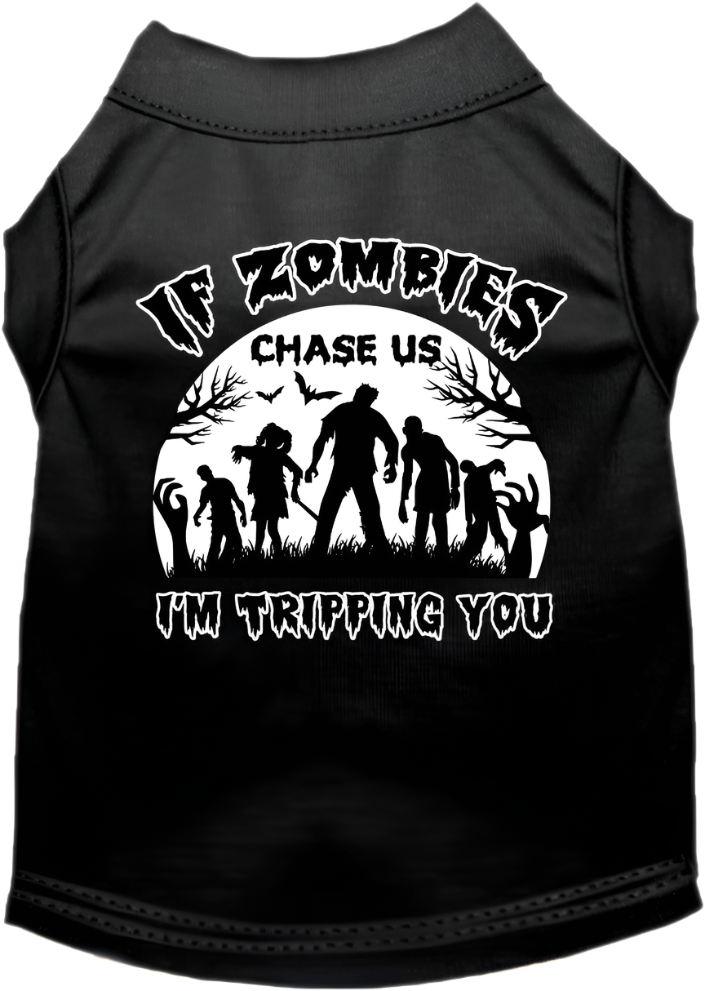 "If Zombies Chase Us, I'm Tripping You" Halloween Dog Shirt | Pet Apparel for Dogs 20-115 lbs